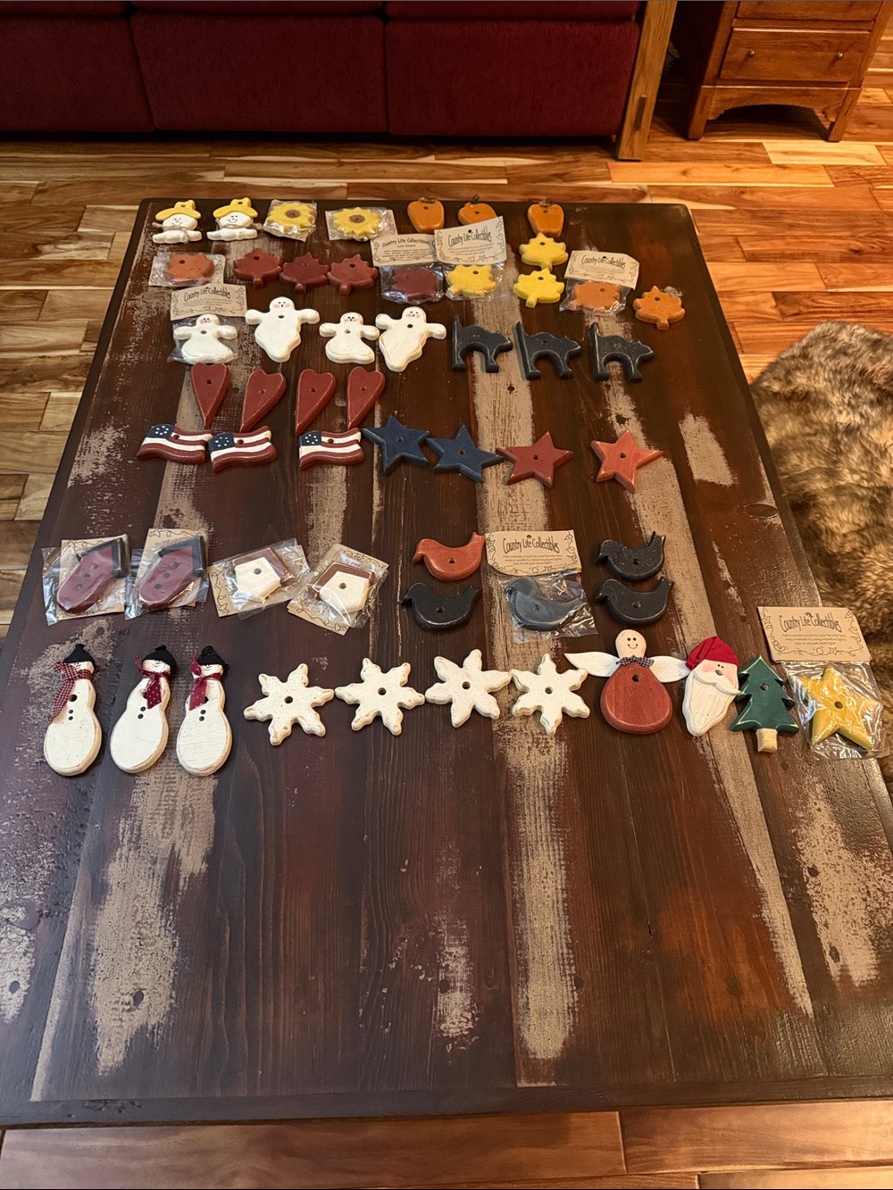 Handmade wooden ornaments to insert over lights